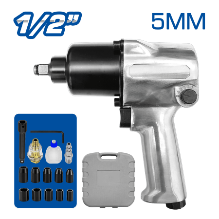 KIT LLAVE NEUMATICA 5MM 1/2 C/MALETA 17PZS