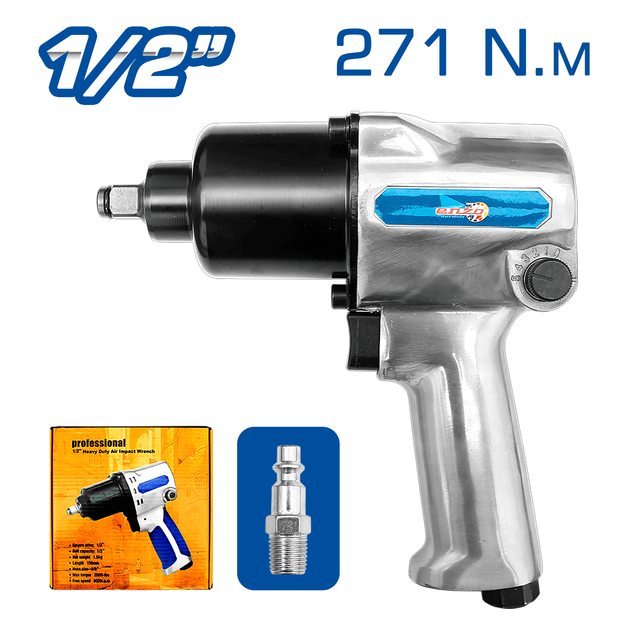 LLAVE DE IMPACTO NEUMATICA PROFESIONAL 1/2 PULG 4.6CFM 90PSI TORQUE 450F