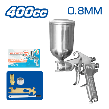 PISTOLA P/PINTAR (GRAVIDAD) 400CC 45-80PSI V. ALUMINIO + ACC