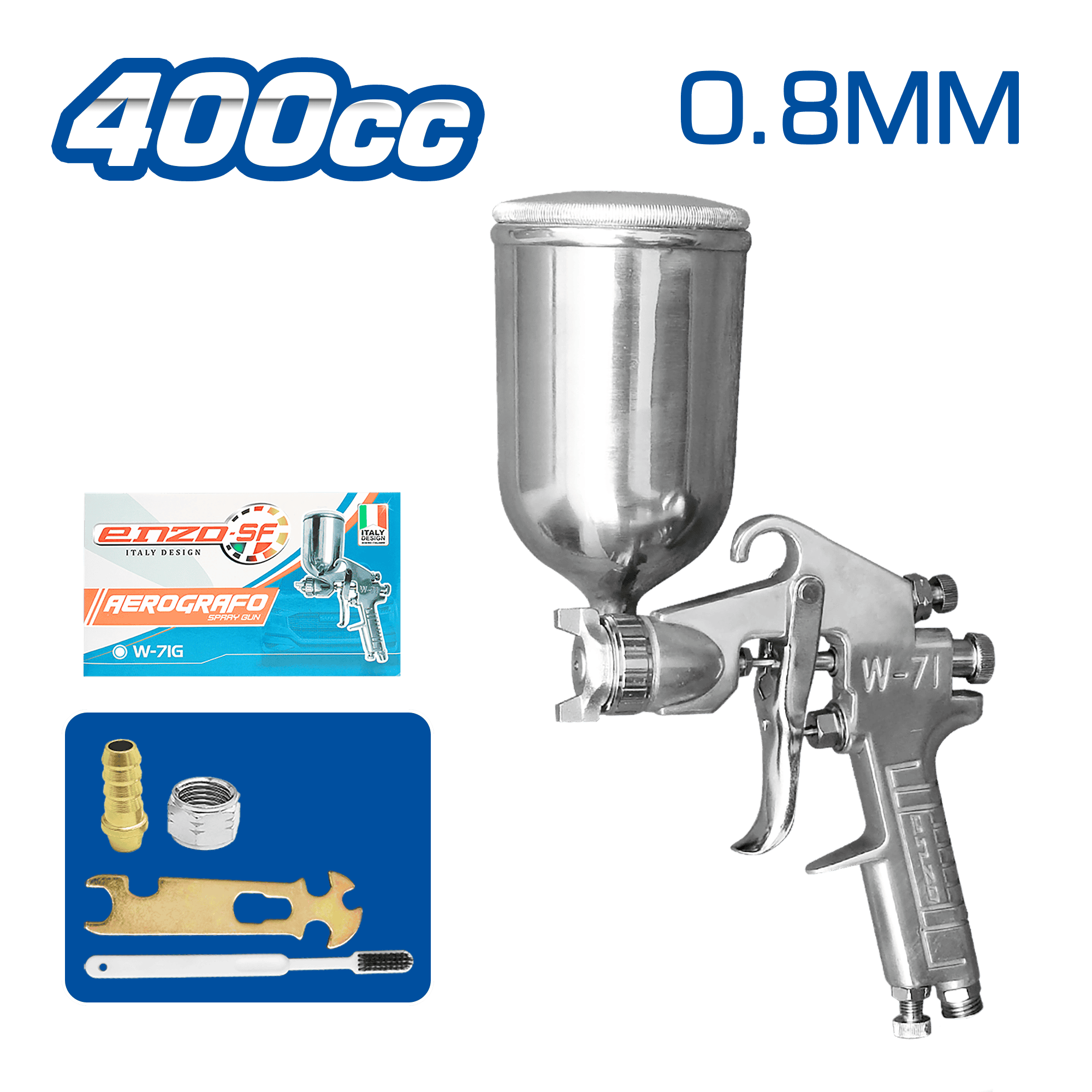 PISTOLA P/PINTAR (GRAVIDAD) 400CC 45-80PSI V. ALUMINIO + ACC