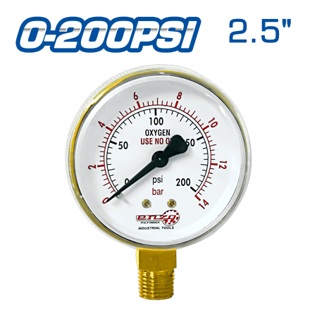 MANOMETRO DE OXIGENO 2.5PULG 0-200PSI