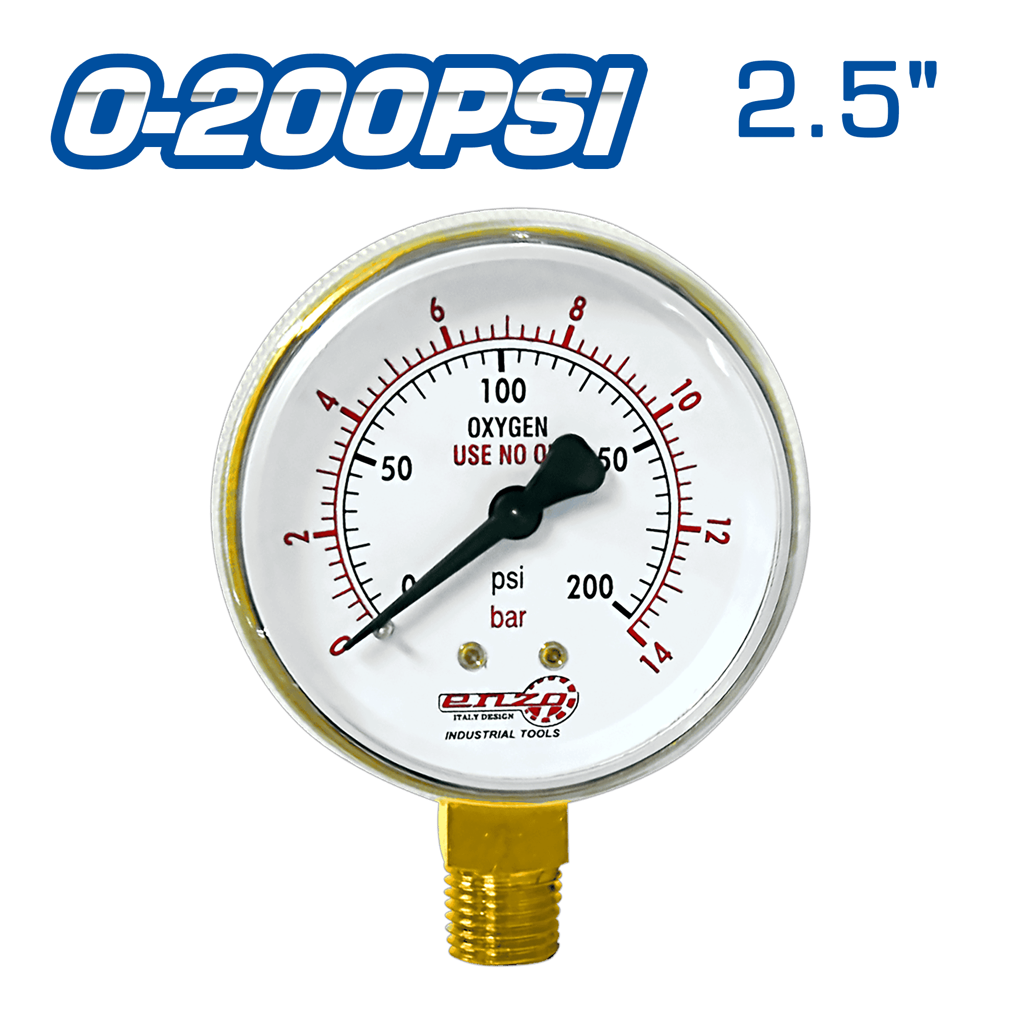 MANOMETRO DE OXIGENO 2.5PULG 0-200PSI