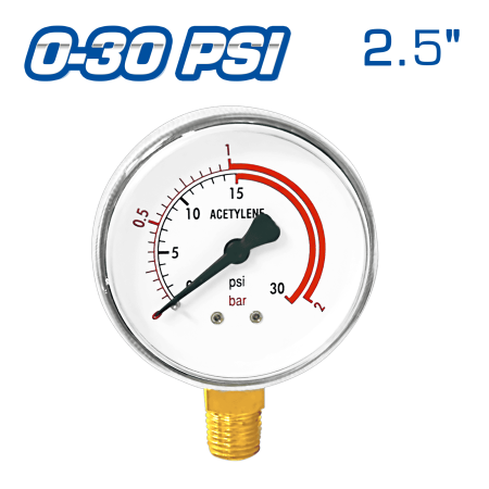MANOMETRO DE ACETILENO 2.5" 0-30PSI