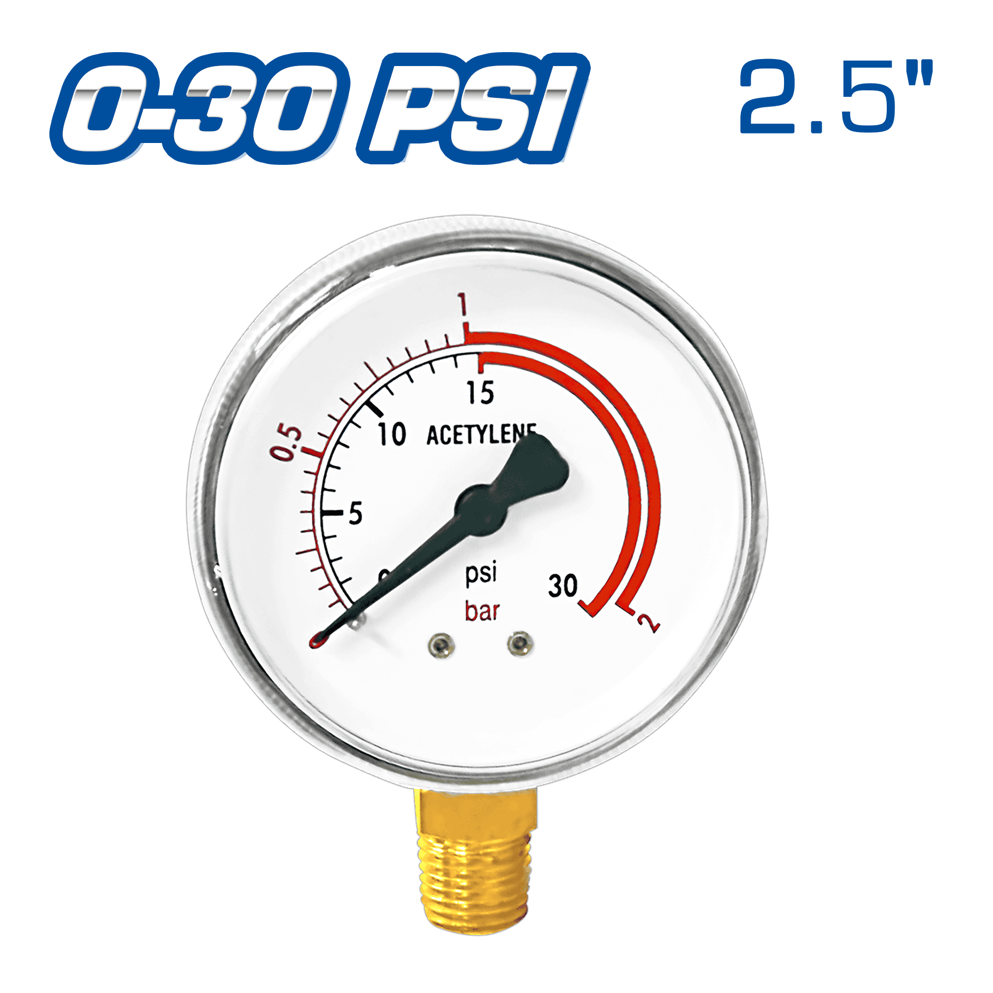 MANOMETRO DE ACETILENO 2.5" 0-30PSI