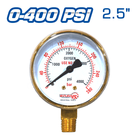 MANOMETRO DE ACETILENO 2.5" 0-400PSI