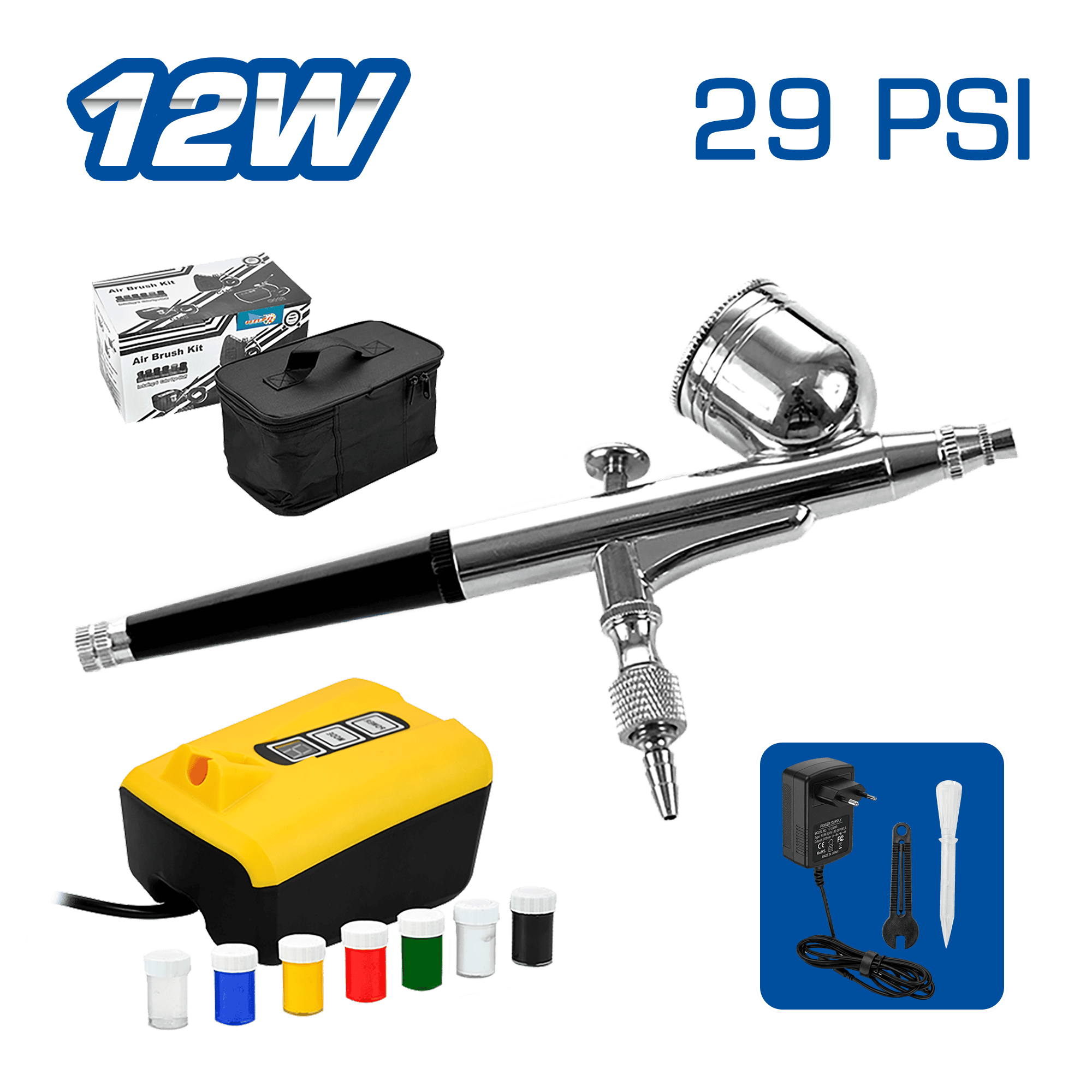 KIT AEROGRAFO C/ MINI COMPRESORA 12W