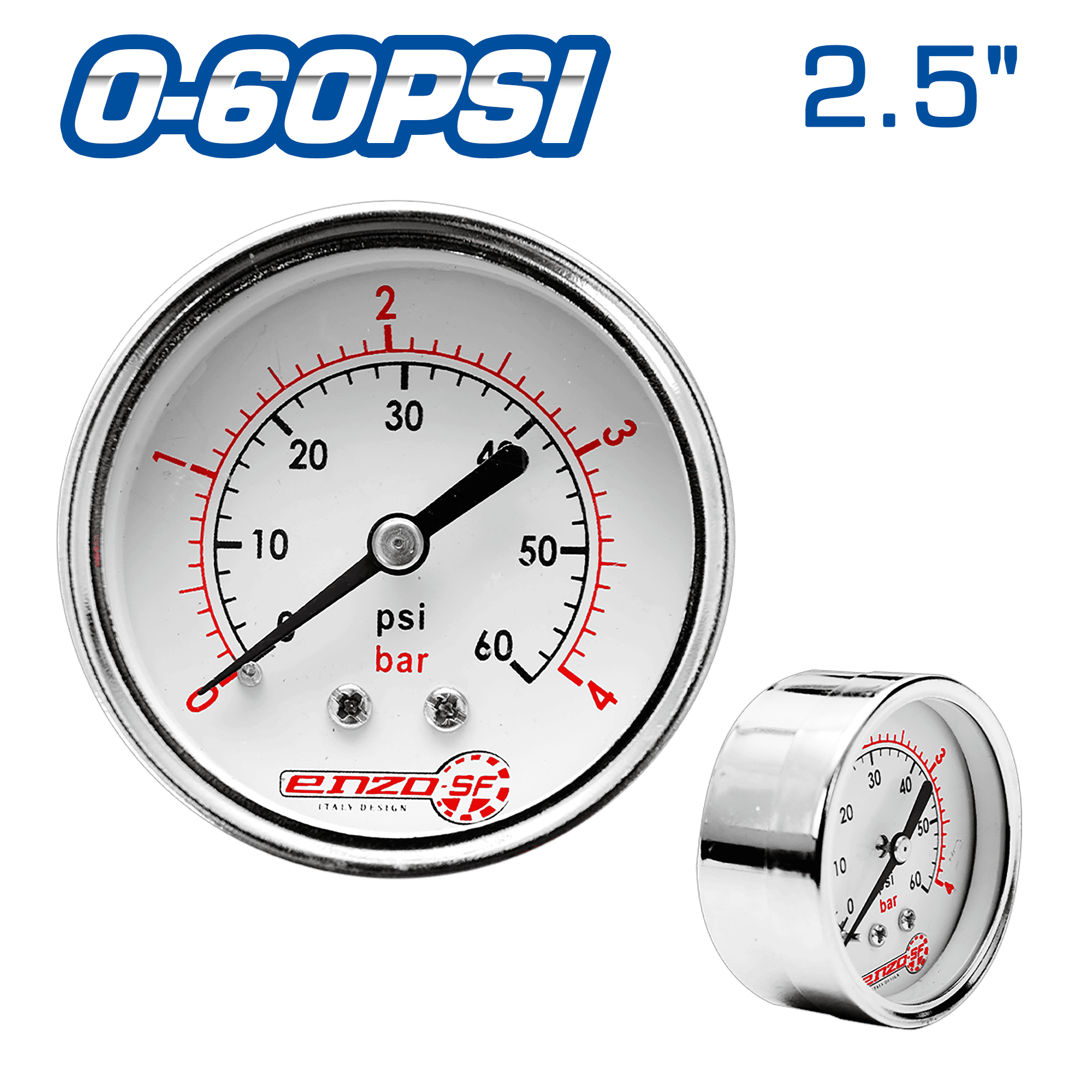 MANOMETRO 2.5PULG POSTERIOR CROMADO 0-60PSI