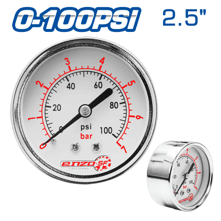 MANOMETRO 2.5PULG POSTERIOR CROMADO 0-100PSI