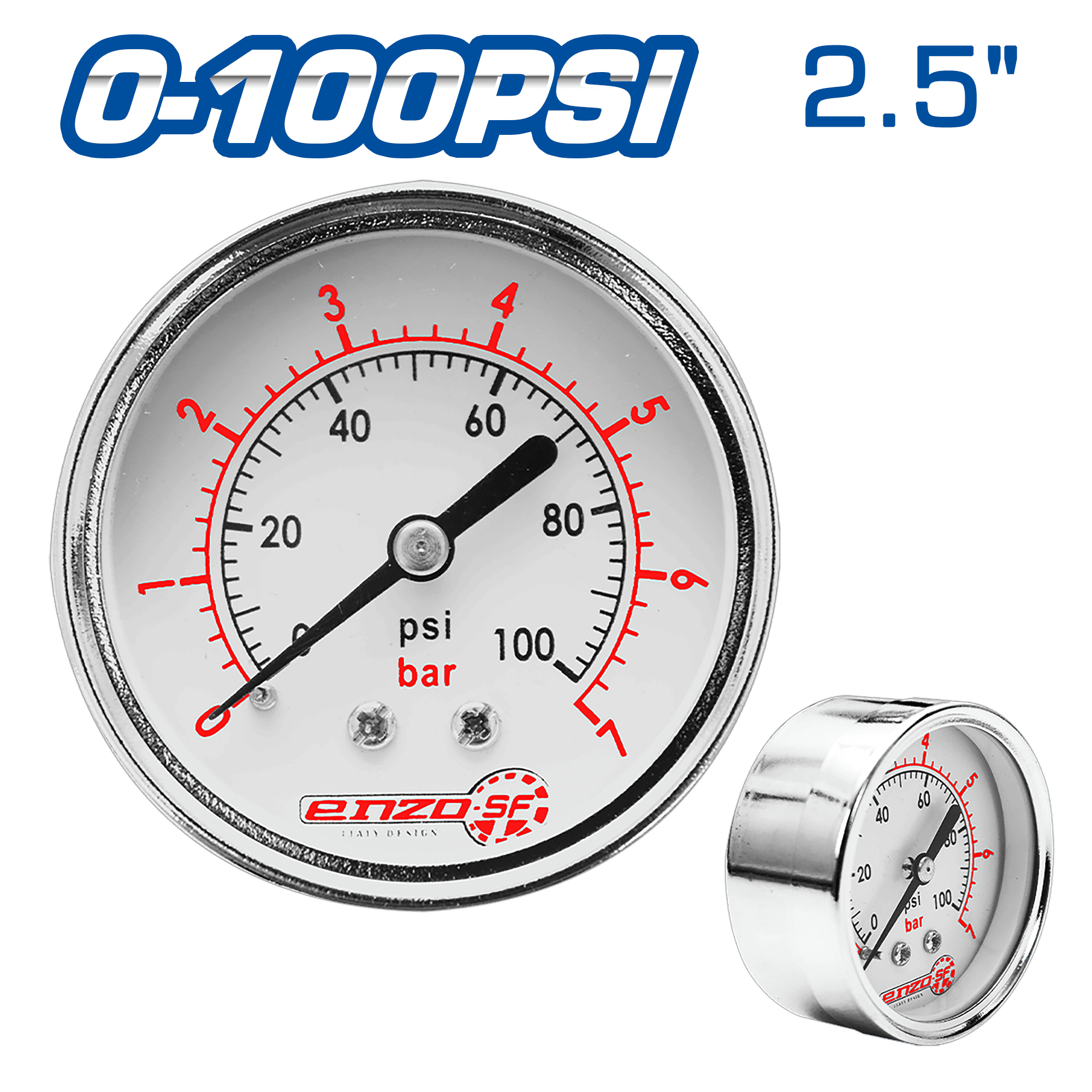 MANOMETRO 2.5PULG POSTERIOR CROMADO 0-100PSI
