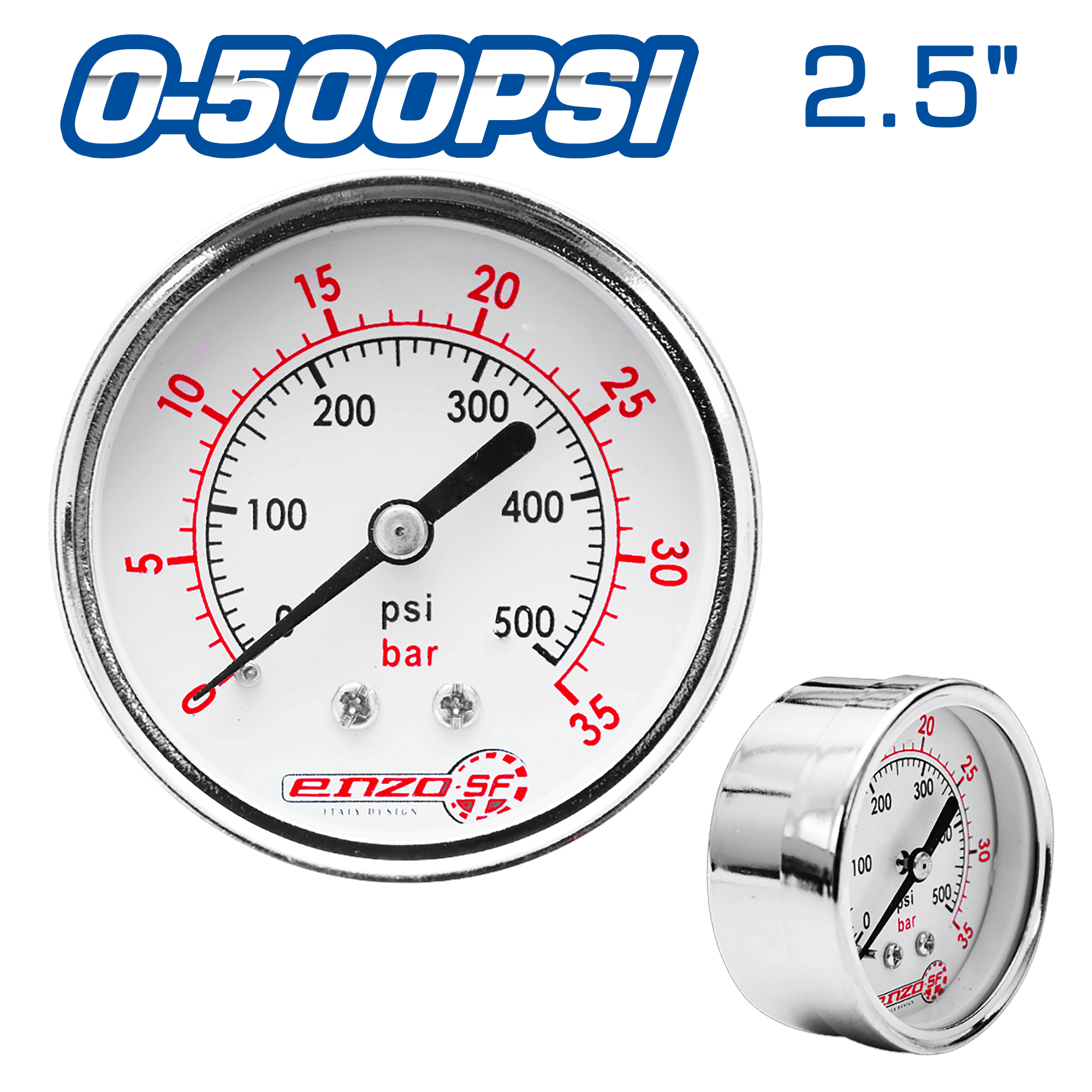 MANOMETRO 2.5PULG POSTERIOR CROMADO 0-500PSI