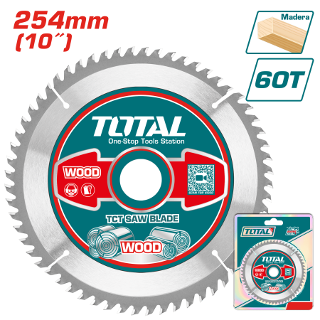 DISCO DENTADO TCT P/MADERA 254MM (10”) 60T INDUSTRIAL