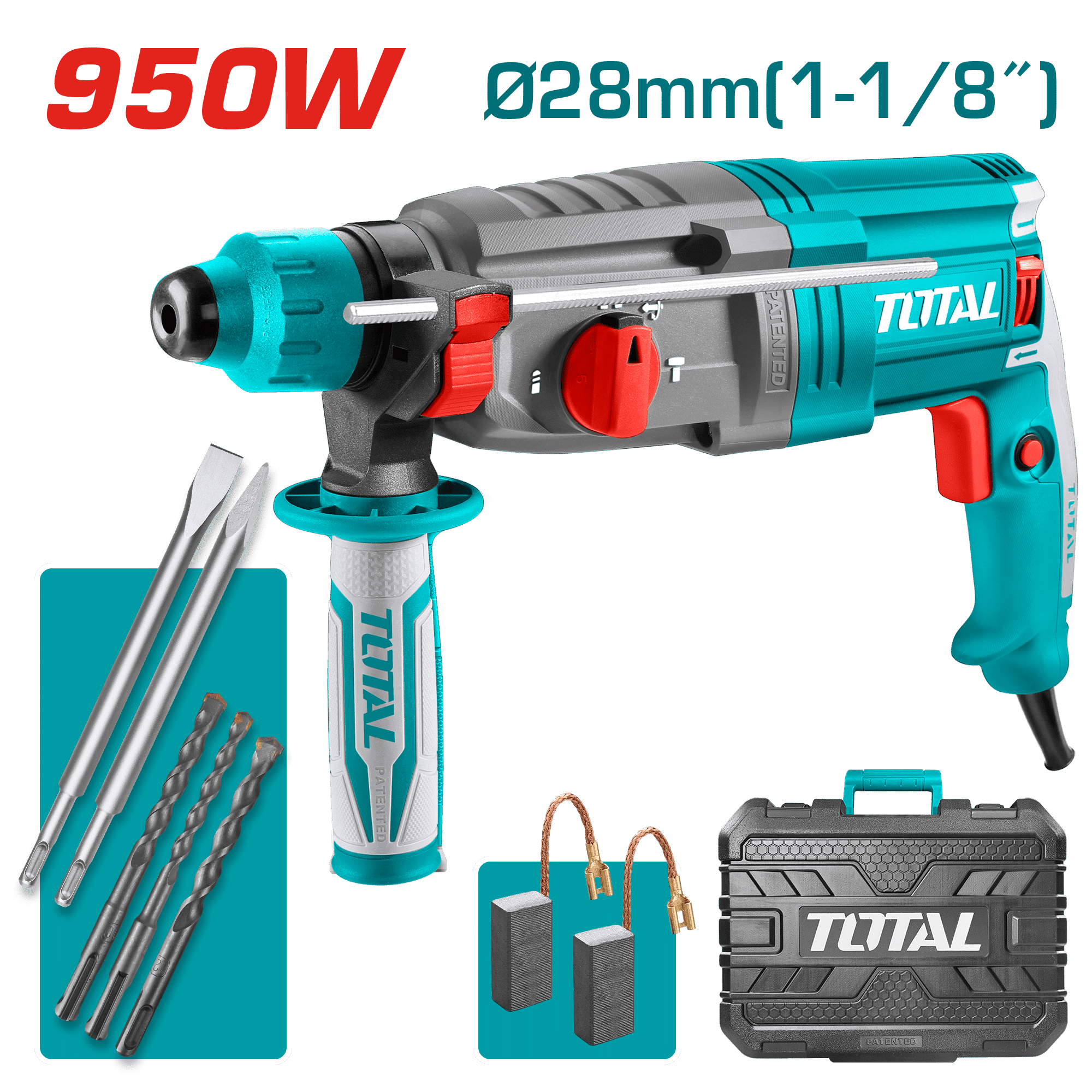 ROTOMARTILLO SDS+ 28MM 950W 0-4670BPM 2.5J INDUSTRIAL