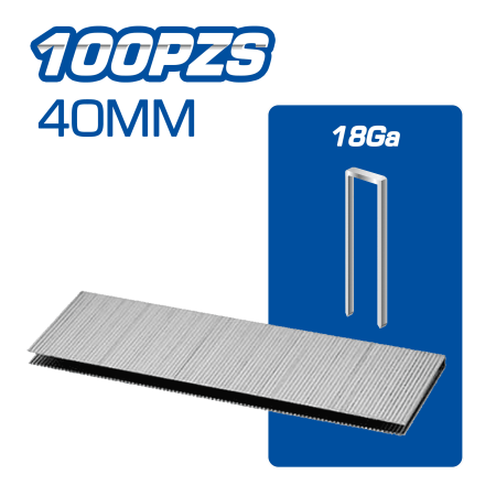 TIRA 100 GRAPAS CALIBRE 18Ga T:1-5/8 (40X5.7MM) GALVANIZADO