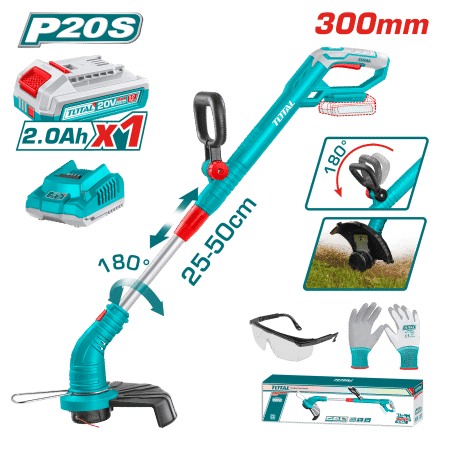 GUADAÑA LI-ION 20V 8200RPM CORTE 300MM LINEA 1.6MMX5M L:50-80CM 1X2.0AH +ACC