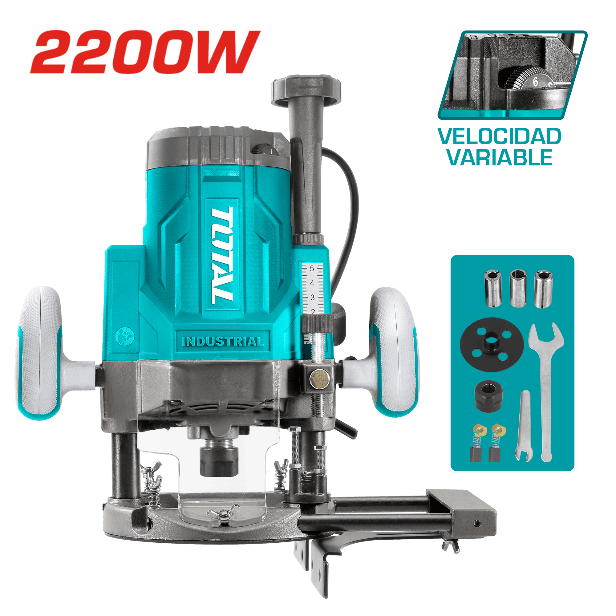 RUTEADORA 2200W 14000-20000RPM 0-60MM INDUSTRIAL