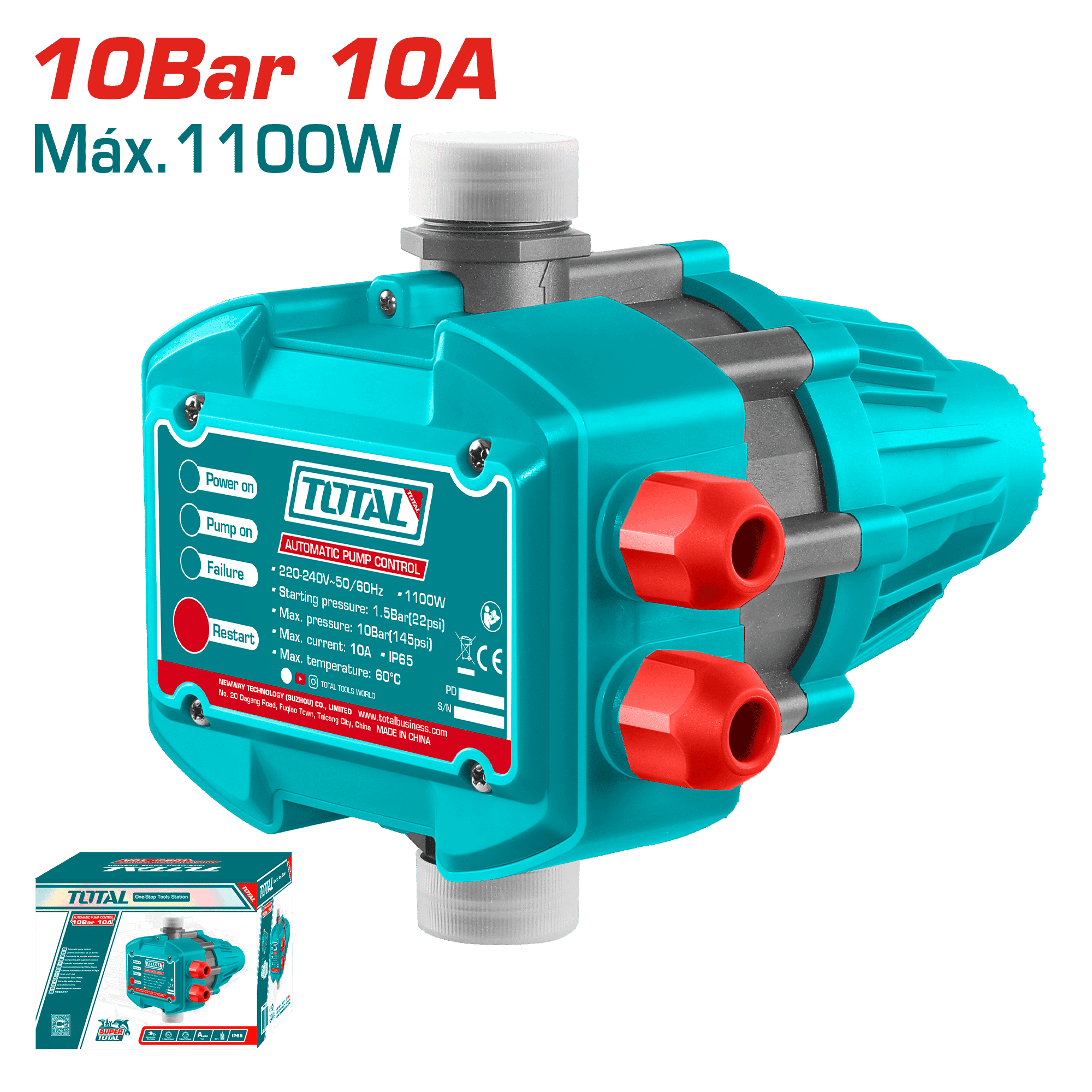 SWITCH DE BOMBA AUTOMATICO 1.5-10BAR 10A IP65 1PULG A