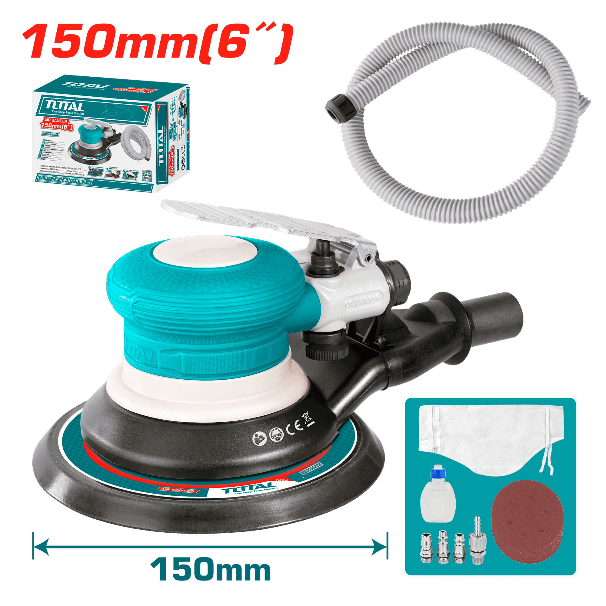 LIJADORA CIRCULAR NEUMÁTICA 6'' 1/4''PT 10500RPM 6.2BAR