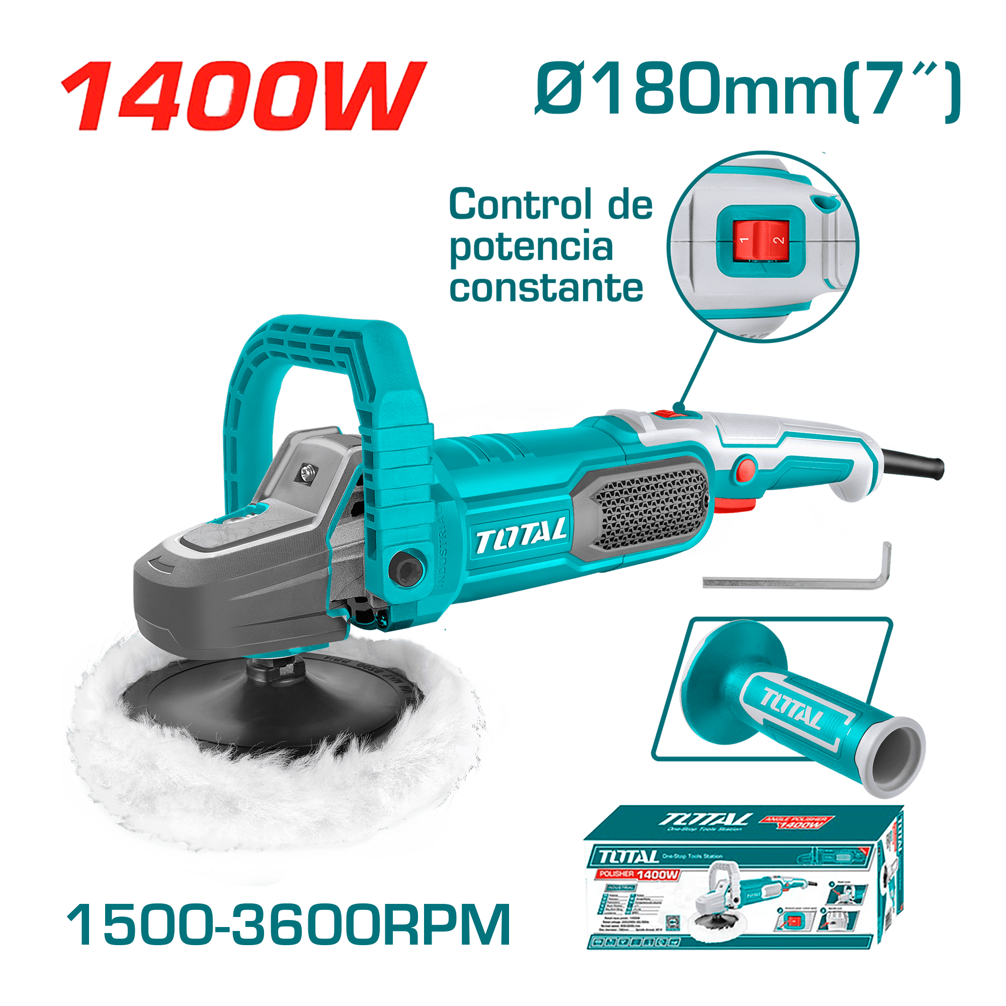 PULIDORA ANGULAR 1400W 1500-3600RPM 180MM INDUSTRIAL