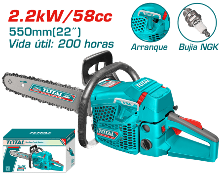 MOTOSIERRA 58CC 2.2KW ESPADA: 22''(550MM) GASOLINERO