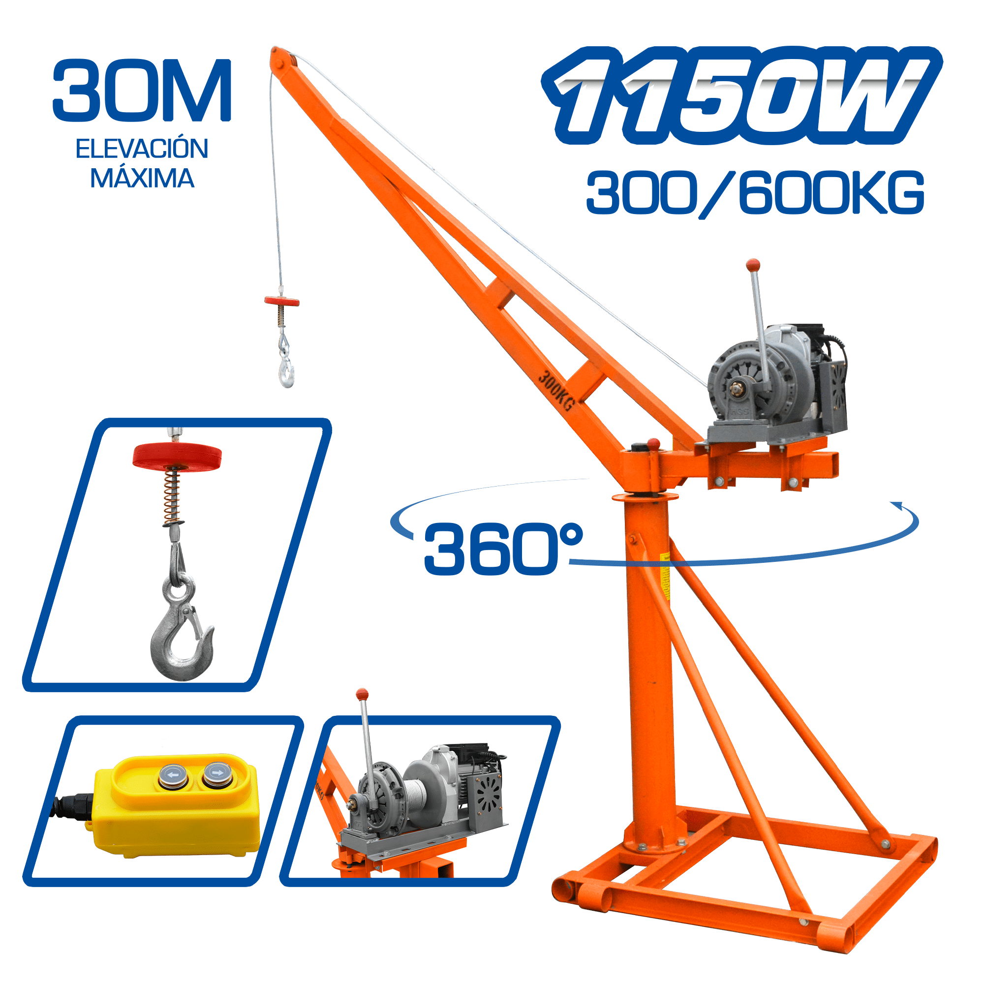 TECLE ELECTRICO FIJO 360º 300KG 220V