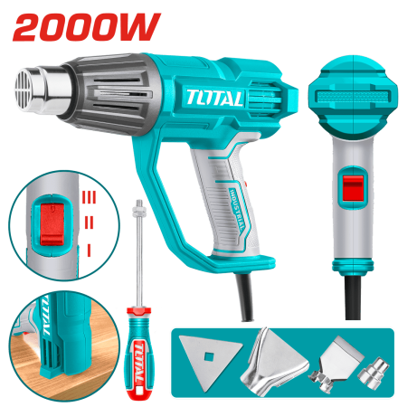 PISTOLA DE CALOR 2000W 450L/MIN 50/450/550C (3 NIVELES) INDUSTRIAL