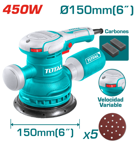 LIJADORA ROTATIVA 450W 6000-12000RPM VARIABLE 150MM 6'' INDUSTRIAL