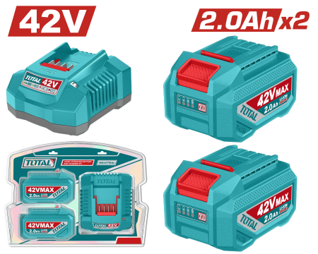 SET DE BATERIAS LI-ION 42V 2.0AH 2PCS + CARGADOR INDUSTRIAL