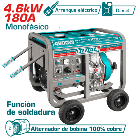 GENERADOR 4.6KW + SOLDADOR 180A E:1.6-4MM DIESEL ENCENDIDO ELECTRICO
