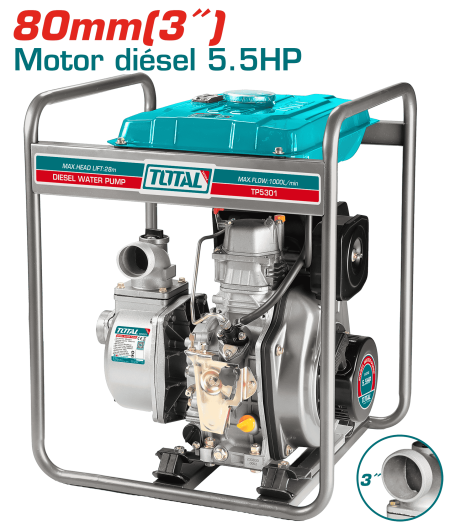 MOTOBOMBA DIESEL 80MM (3'') 5.5HP 1000L/MIN ALTURA:28M