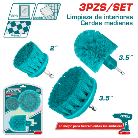 SET DE PUNTAS ESCOBILLAS PARA TALADRO 3PCS 1/4 HEX