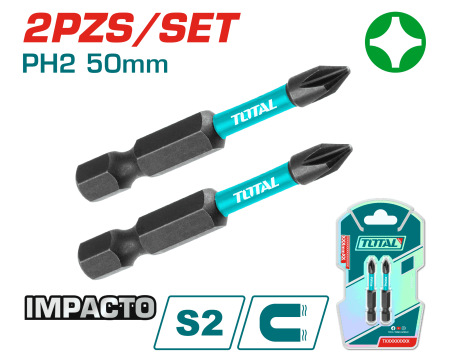 SET DE PUNTAS IMPACTO 65MM PH2 S2 MAGNETICO 2PCS INDUSTRIAL