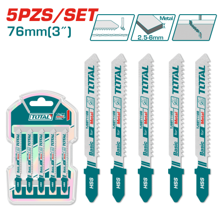 HOJAS PARA SIERRA CALADORA 76MM 12TPI HSS 5PCS/SET