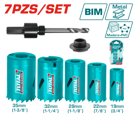 KIT SIERRAS CORONA 7PCS 19-35MM BI-METAL BLISTER