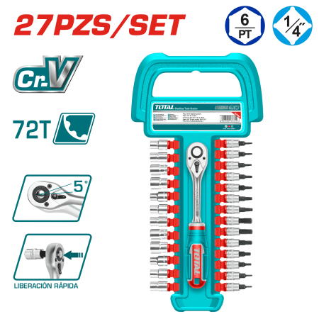 SET RACHET 1/4 + SOCKET 50BV30 27PCS INDUSTRIAL