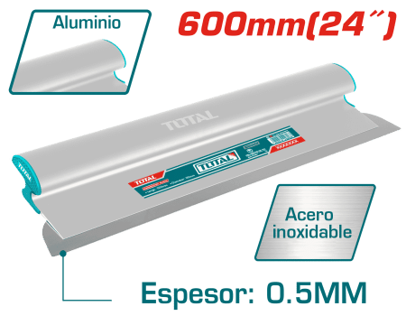 ESPATULA DE EMPASTADO DRYWALL 600MM TH:0.5MM ACERO INOX INDUSTRIAL