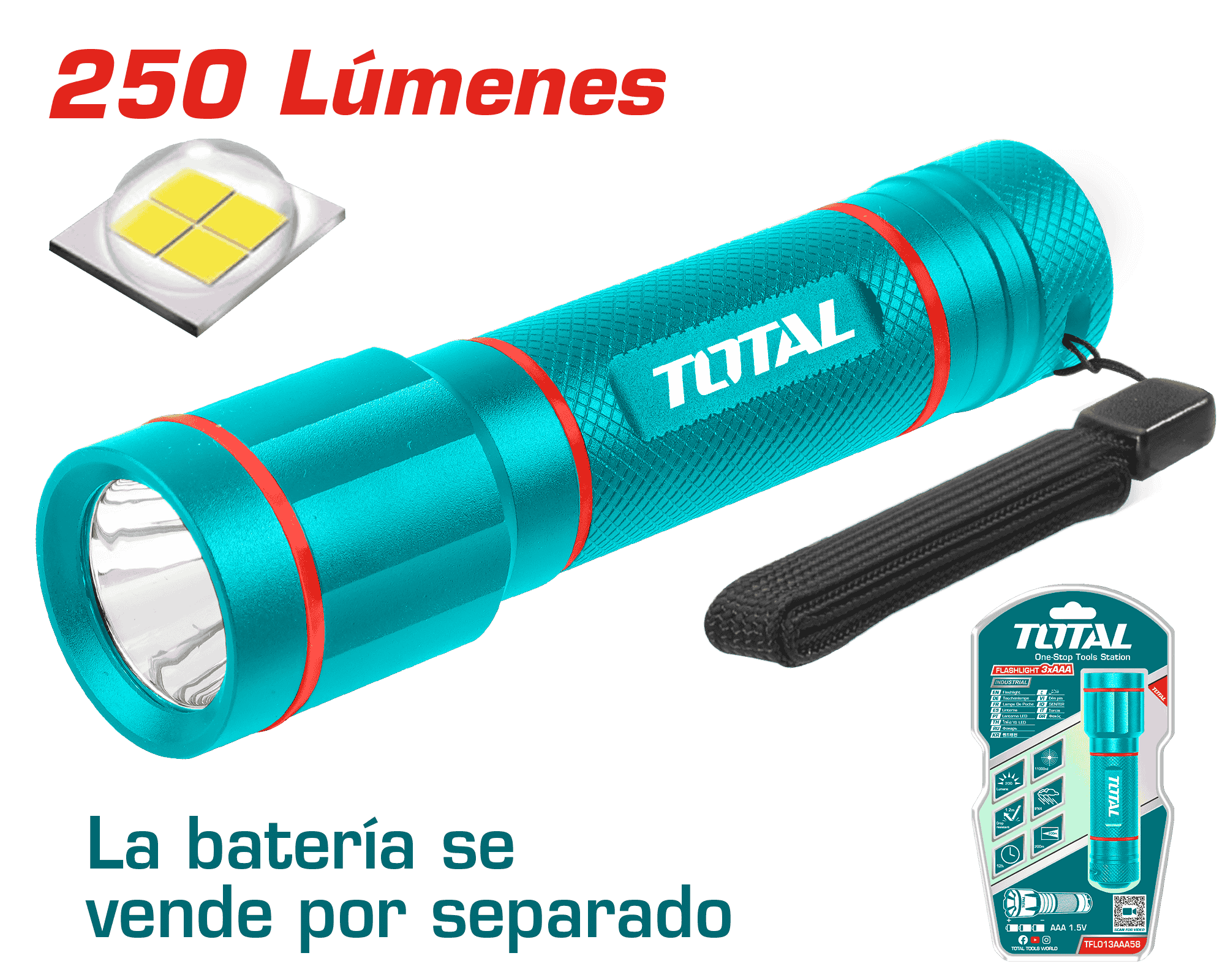 LINTERNA 250LM DIS: 160M BAT: 3XAAA (NO INCLUYE) INDUSTRIAL