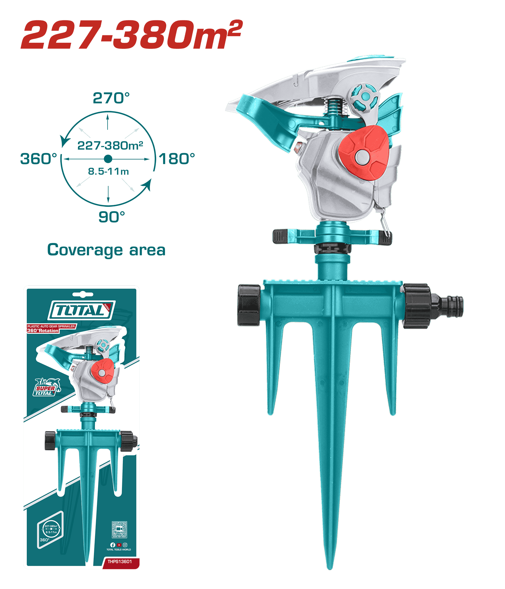 ROCIADOR DE JARDIN 360º TIPO ESTACA ADAPTADOR 3/4''