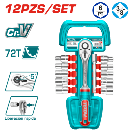 SET RACHET 3/8 + SOCKET 50BV30 12PCS INDUSTRIAL