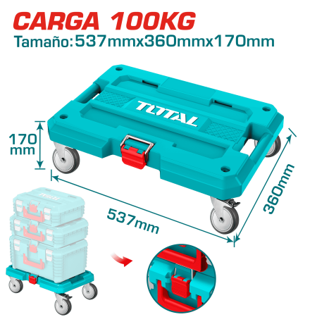 BASE CON RUEDAS PARA CAJA HERRAMIENTAS APILABLE CAP: 100KG 537X360X170MM