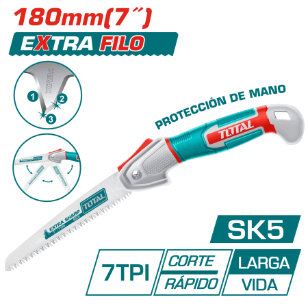 SIERRA DE MANGO RETRACTIL 180MM (7'') EXTRA FILO SK5 7TPI TRIPLE DIENTE INDUSTRIAL