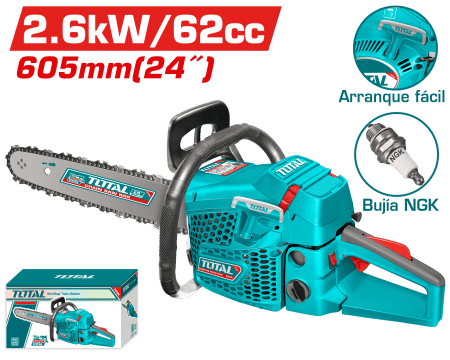 MOTOSIERRA 62CC 2.6KW ESPADA 24” 550ML BOTOR 2 TIEMPOS INDUSTRIAL