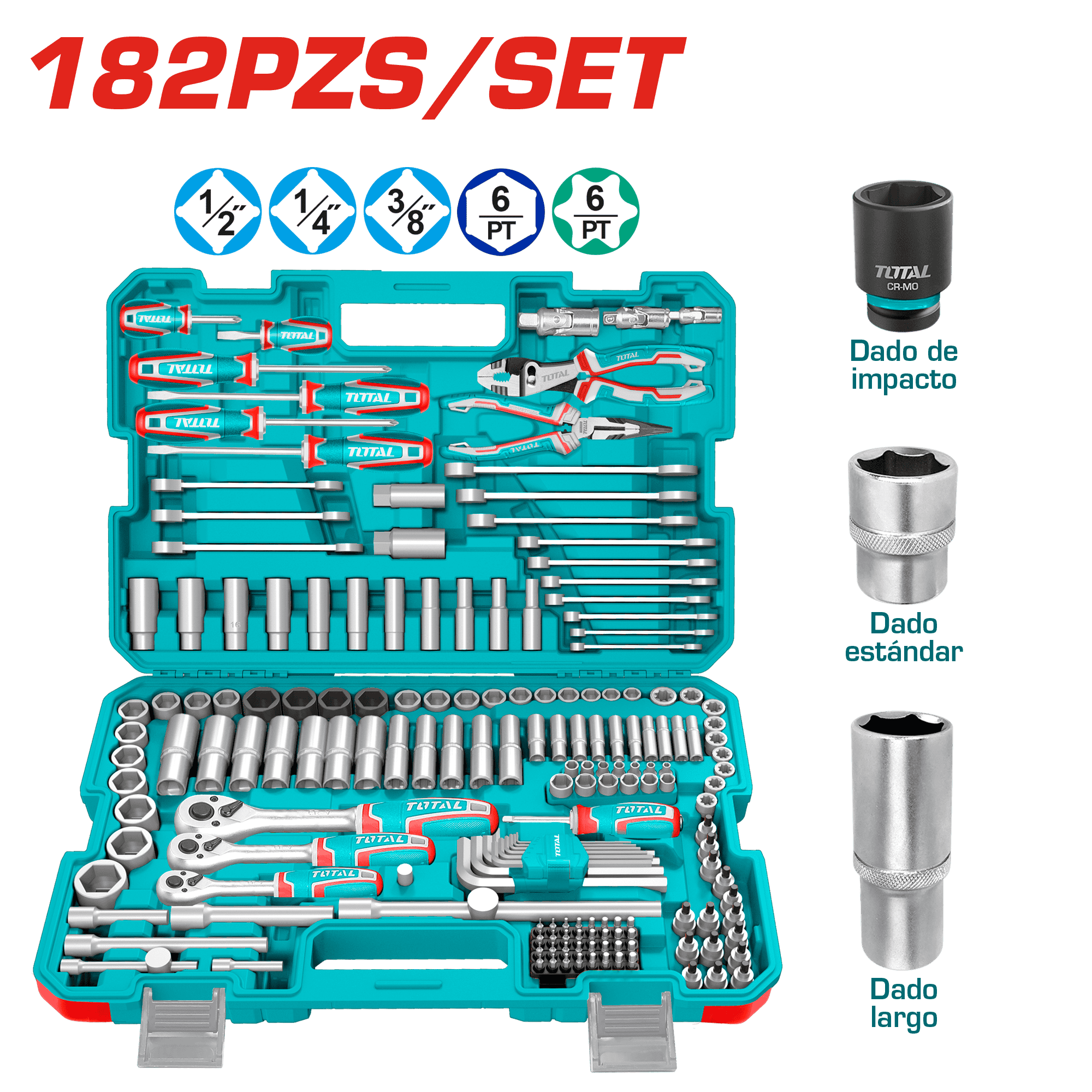 SET 182PCS HERRAMIENTAS DE COMBINACIÓN INC MALETIN INDUSTRIAL