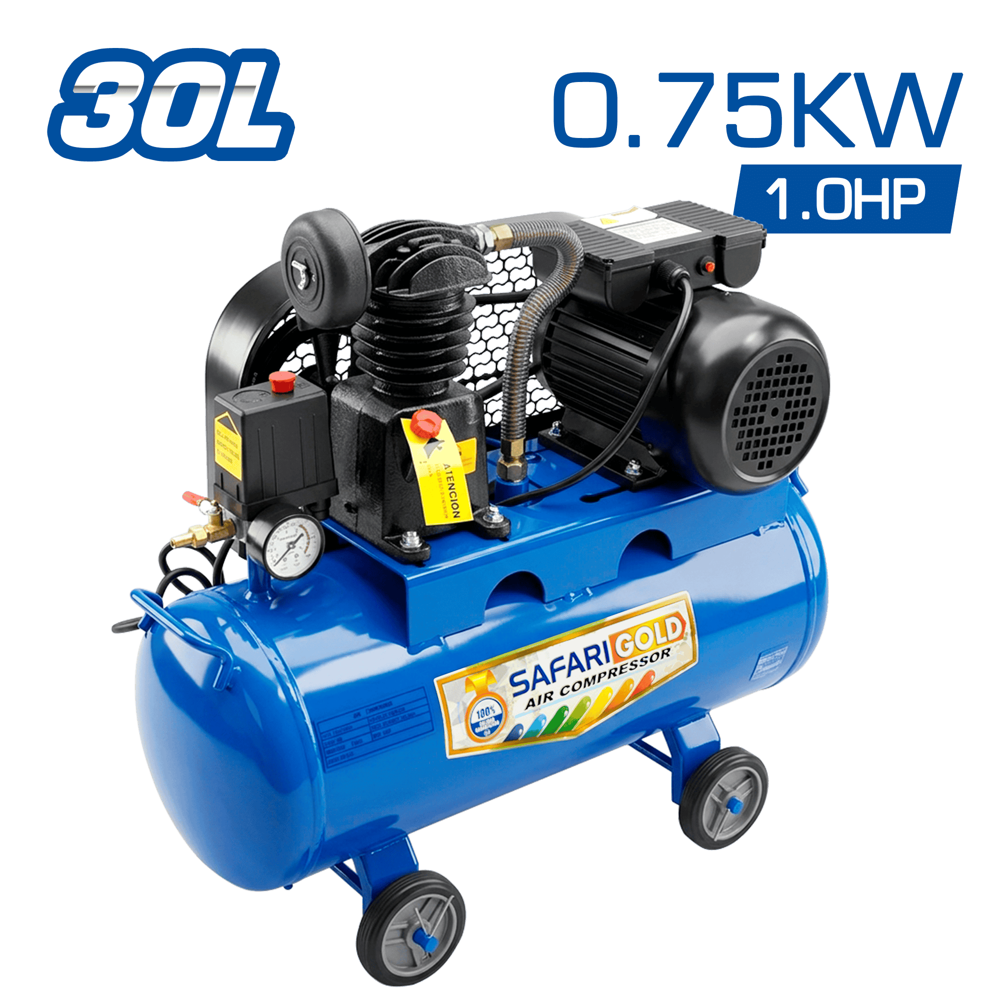 COMPRESORA DE FAJA 30L 1.0HP (0.75KW) 8BAR - AZUL