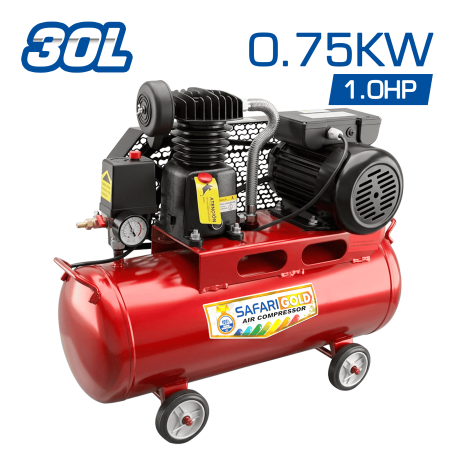 COMPRESORA DE FAJA 30L 1.0HP 220V (0.75KW) 8BAR - ROJO