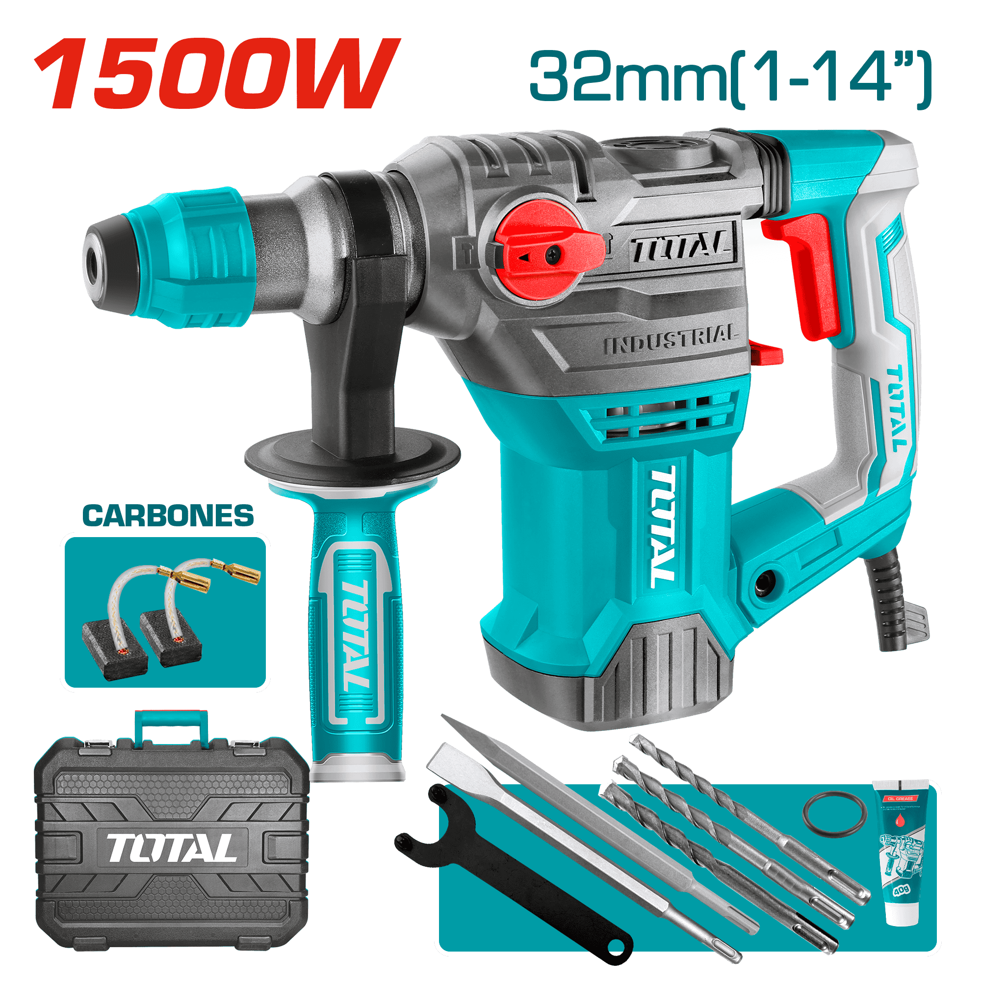 ROTOMARTILLO SDS+ 32MM 1500W 4400BPM 5.5J INDUSTRIAL BLACK