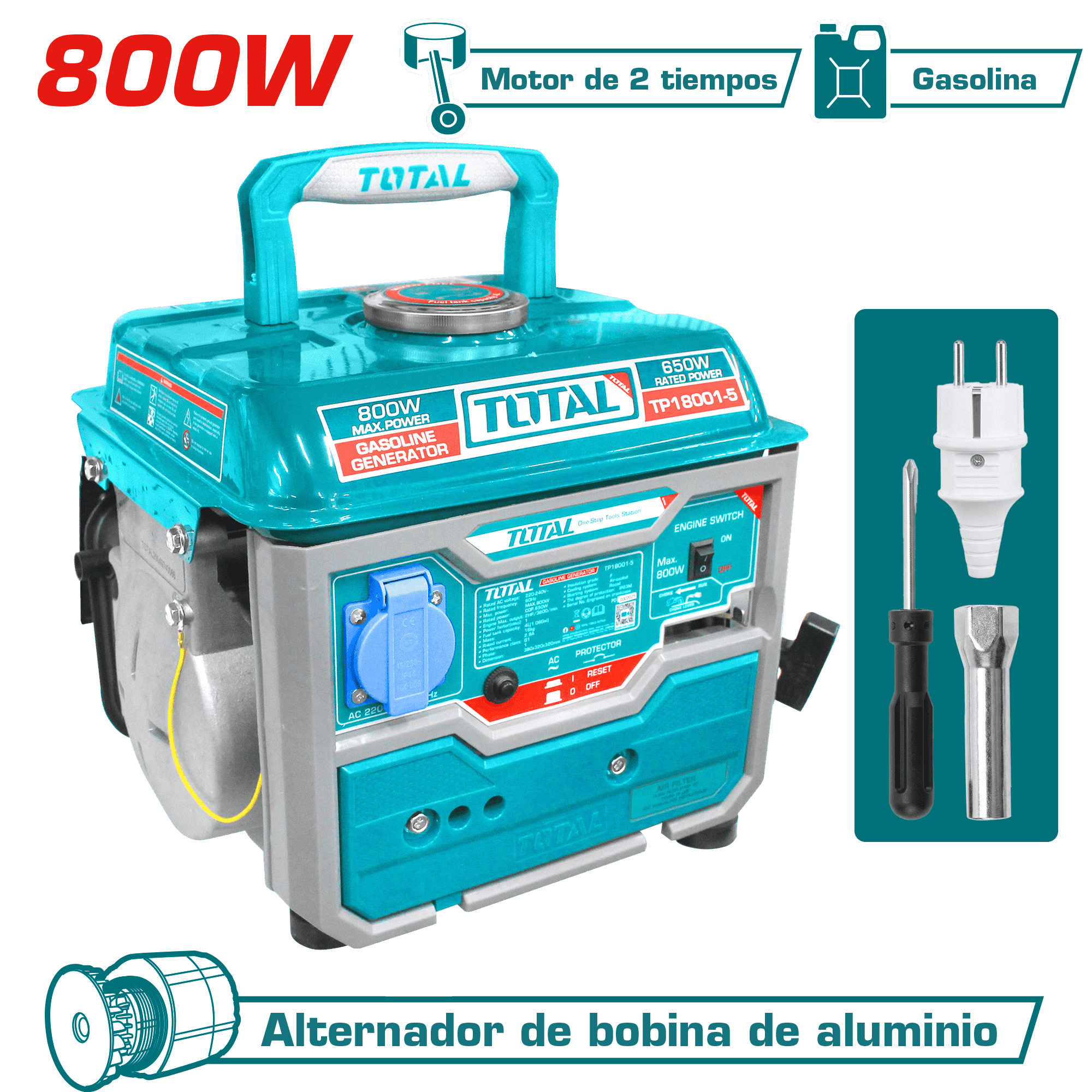 GENERADOR GASOLINERO 220-240 0.8KW 2 TIEMPOS