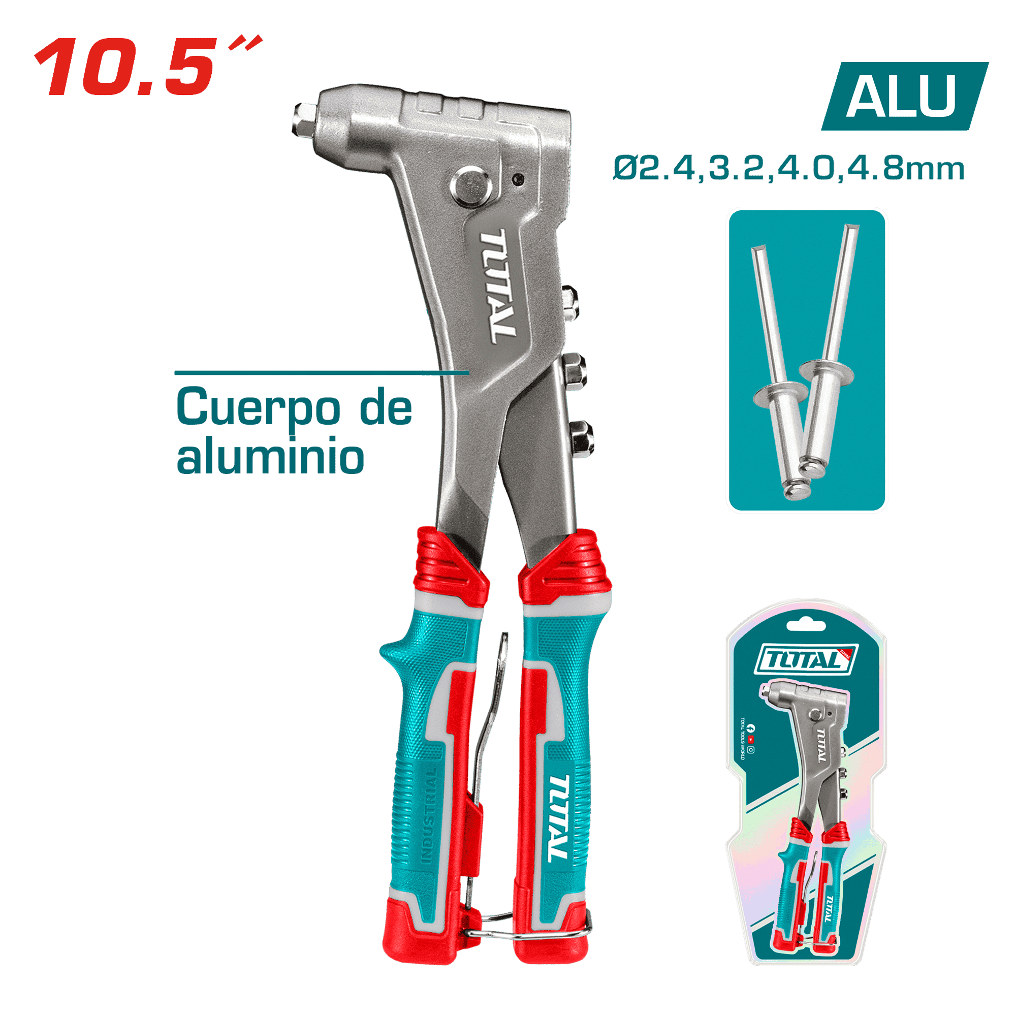 REMACHADORA ALUMINIO 10.5PULG 2.4/3.2/4.0/4.8MM REM.AL INDUSTRIAL