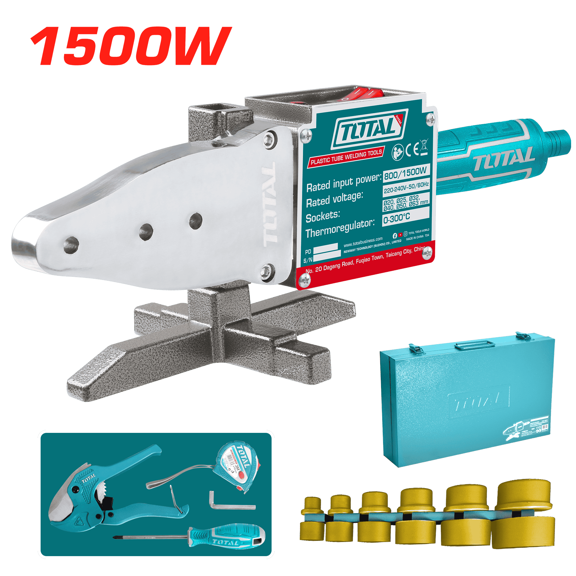TERMOFUSORA 800-1500W DIA: 20-63MM 300ºC INDUSTRIAL