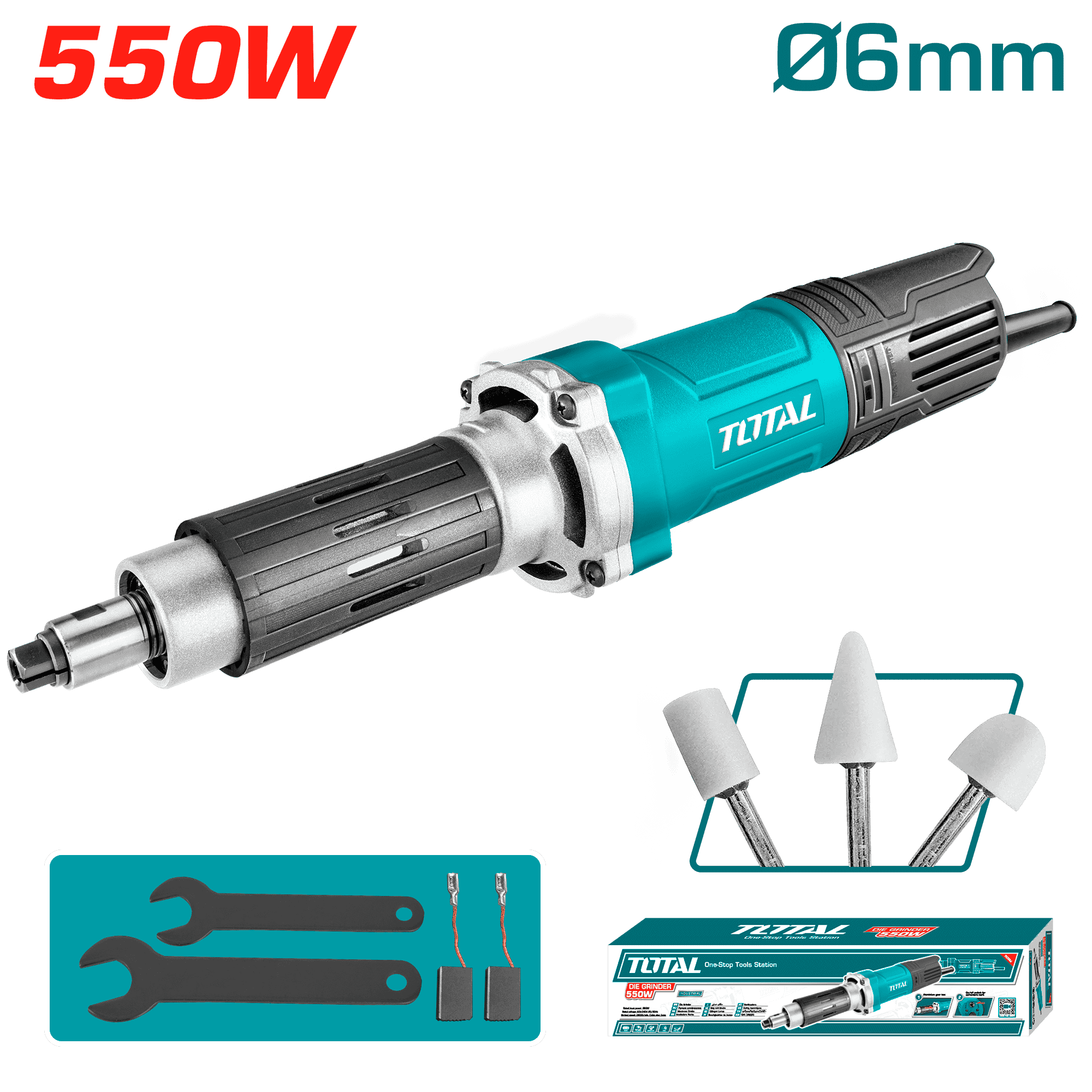RECTIFICADOR 550W 29000RPM 6MM + ACCESORIOS INDUSTRIAL