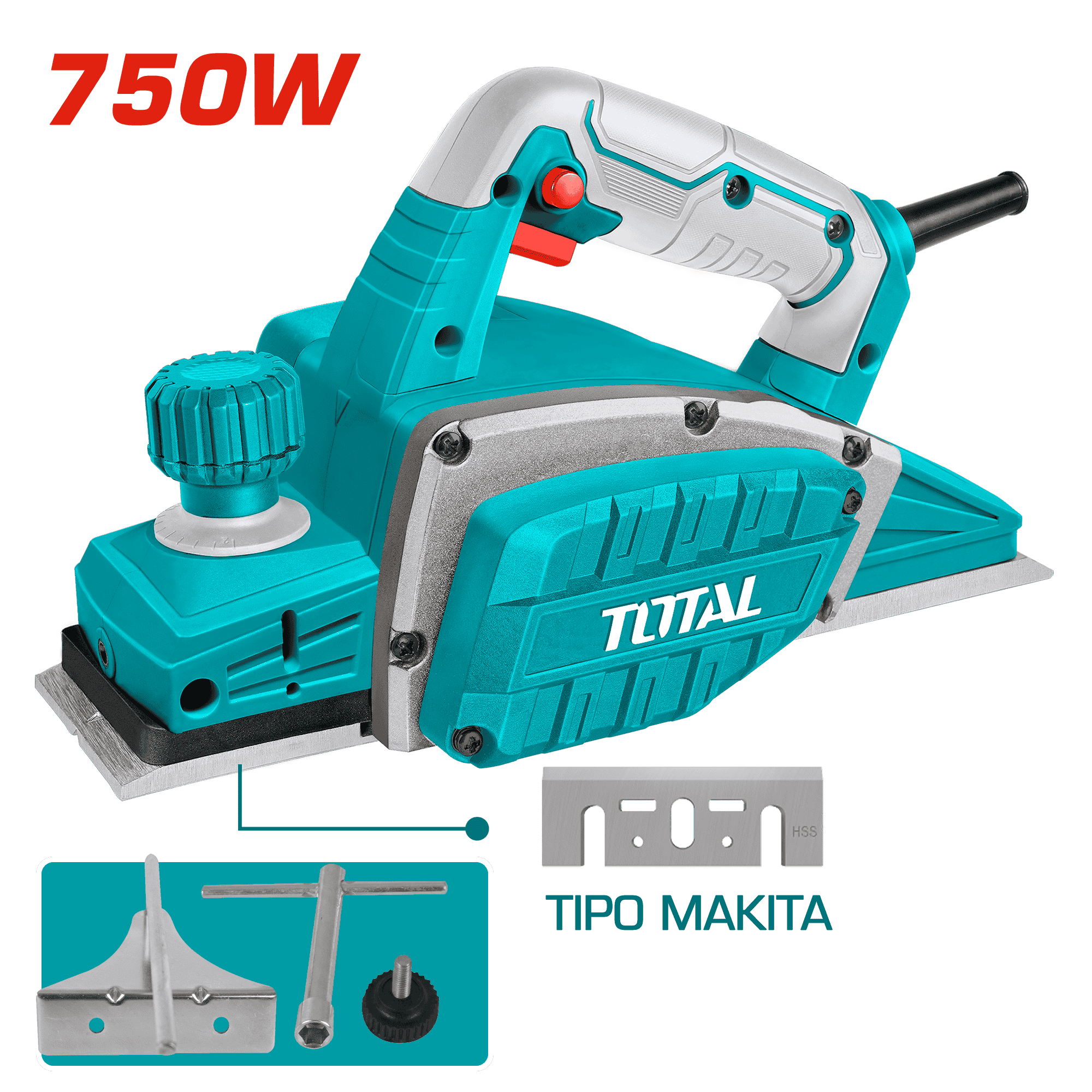 CEPILLO ELECTRICO 750W 17000RPM 82X2MM HD AL INDUSTRIAL